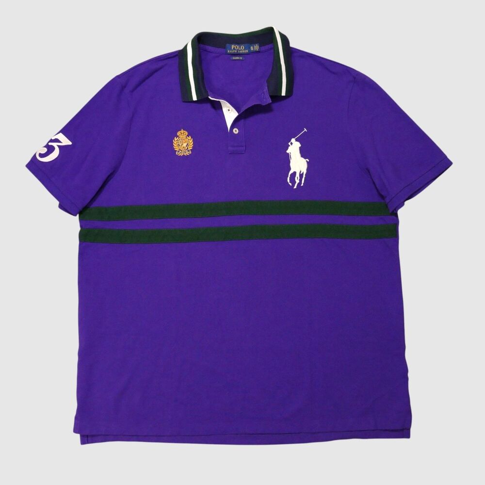 Polo Ralph Lauren Big Pony Polo Men’s XL Classic Fit Purple Number 3 On Sleeve